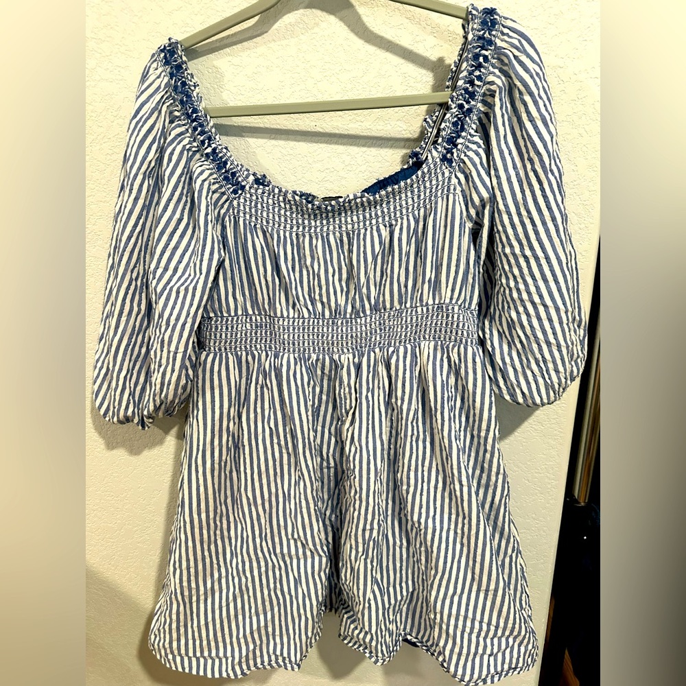 American Eagle Dress Blue and White stripe Short XL